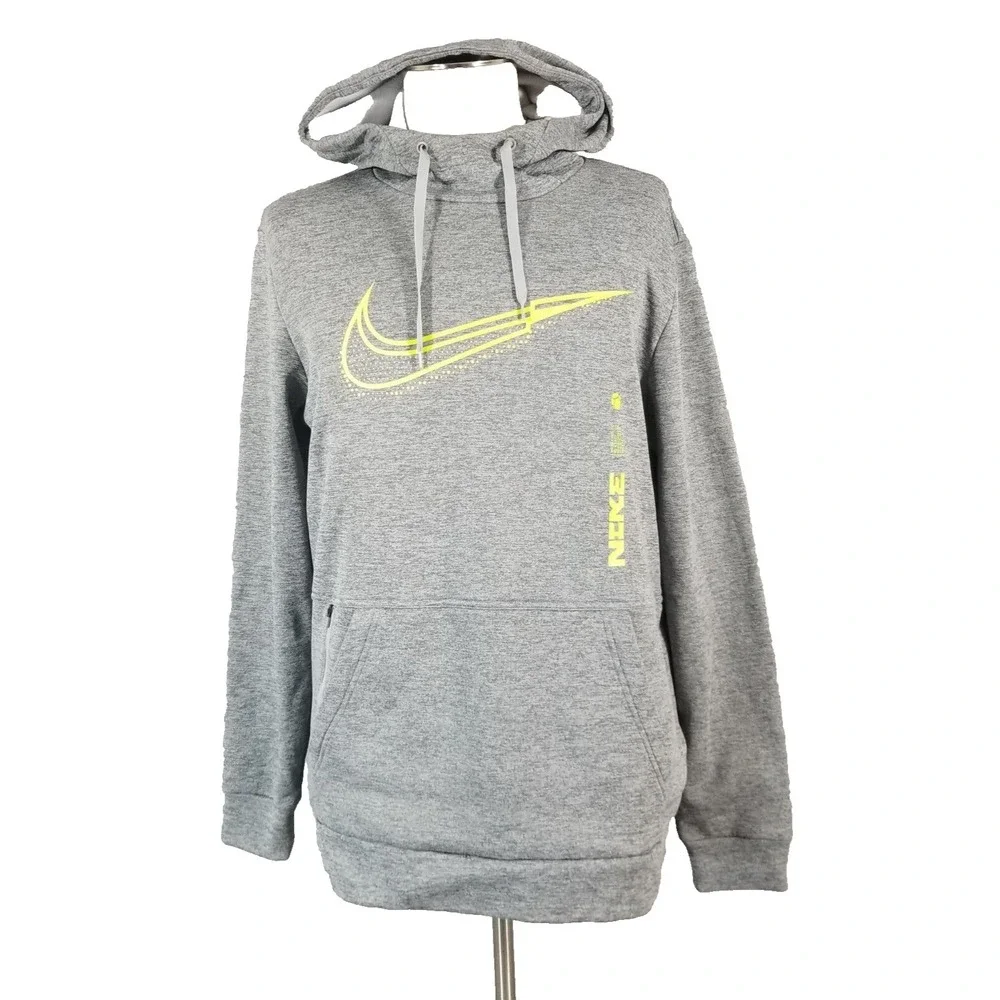 Nike hoodie sweater sweatshirt men's medium gray long sleeve Therma Fit soccer